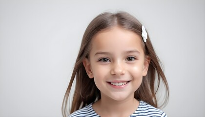 Portrait of a cute little girl. smiling. indoor. clean background.