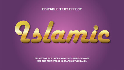 Editable Text Effect Islamic 3D Vector Template