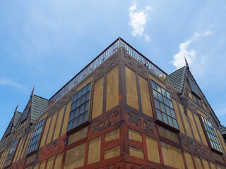 Fototapeta premium Tower architecture sky city skyscraper building modern business blue urban cityscape outdoor office downtown window construction financial reflection corporate structure steel view facade district 