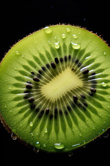 Green, Juicy Kiwi Slice: Refreshing Taste of Sweetness and Health with a Hint of Nature