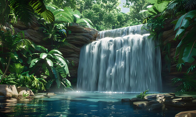 waterfall in the forest, Generative AI