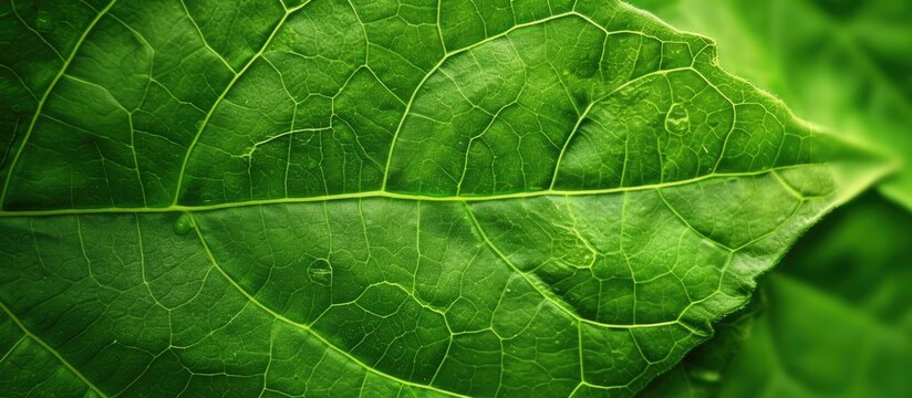 This close-up photo showcases the detailed texture and vibrant color of a single green leaf, making it a perfect background image.