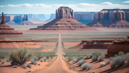 A desert landscape with buttes - obrazy, fototapety, plakaty