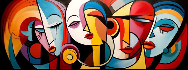 Obraz premium Graffiti Colorful Women - Cubism