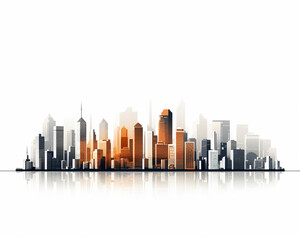 Fototapeta na wymiar A city skyline depicted in a minimalist style
