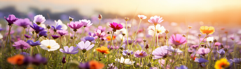 A field of wildflowers basking in the sunlight