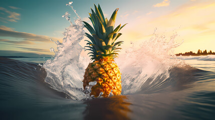 Pineapple background, fresh fruit pattern