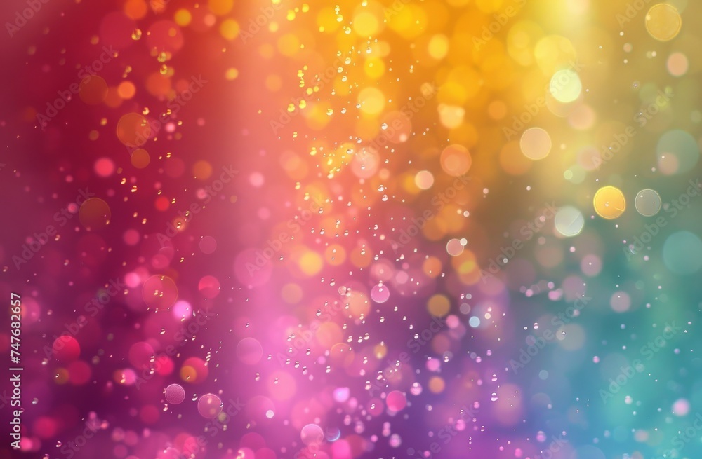 Wall mural an abstract background with bright rainbow colors and sparkling bokeh circles.