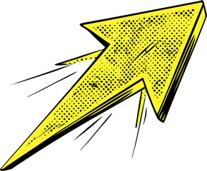 Arrow icon in pop art style. Comic book style. An American comic book style solid colour pointing arrow.