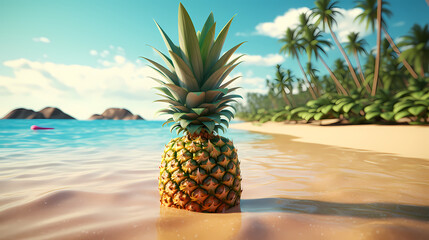 Pineapple background, fresh fruit pattern