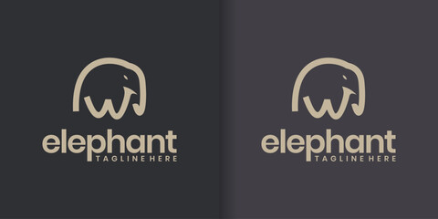 elephant collection with a line art style logo design.