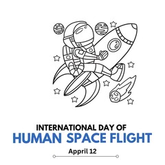 International day of human space flight theme template. illustration. Suitable for Poster, Banners, background and greeting card.12 April .Cosmonautics Day concept 