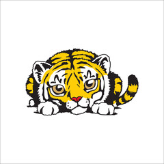 tiger vector is crawling to hunt prey. It can be used as sticker, graphic design