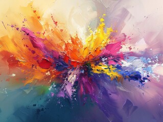 Explosive Color Burst Abstract Painting. 