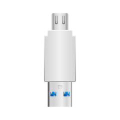 シンプルなイラスト_白い変換アダプタ_Micro USB Type-B 2.0からUSB Type-A 3.0