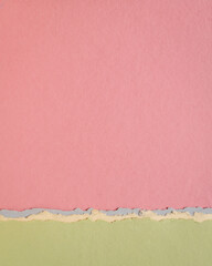abstract paper landscape in pink and green pastel tones - collection of handmade rag papers