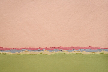 abstract landscape in pastel tones,  a collection of handmade rag papers