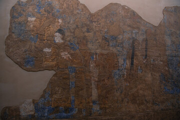 A 7-8 century fresco from Central Asia depicting journey of nobility on camels