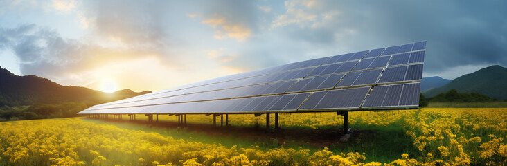 Solarenergie und Solarpark, Viele Solarpanele auf einem Gelände zur Energiegewinnung, Konzept der erneuerbaren Energie für Energiewende