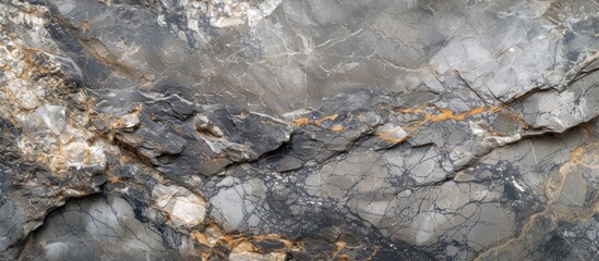 Naklejka premium This close-up photo captures an exquisite rock with a captivating yellow line running across its surface, creating a striking visual appeal.