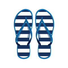 Pair of striped flip-flops on white background