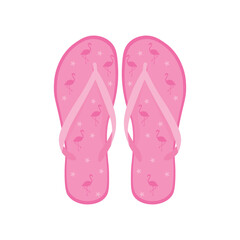 Pair of pink flip-flops on white background
