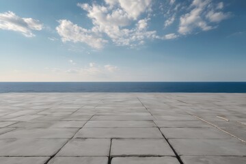 Fototapeta na wymiar rendering of sea view plaza with clear sky background.