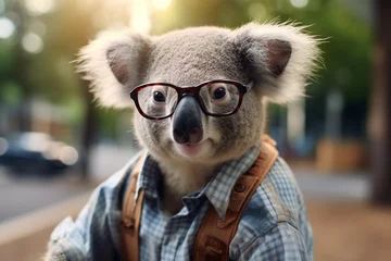 Schilderijen op glas a koala, cute, adorable, koala wearing clothes © Salawati