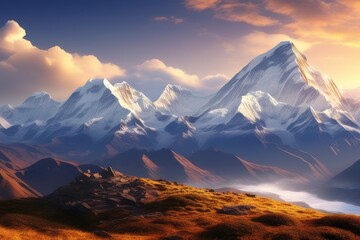Fototapeta na wymiar a Winter Mountains Landscape Alps during Snowfall.