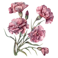 carnations, pink, watercolor style Ai generative 