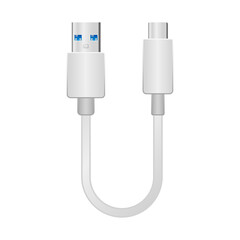 シンプルなイラスト_白い変換ケーブル_USB Type-A 3.0からUSB Type-C