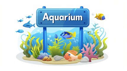 vector logo Word "Aquarium" as graffiti art style,   on white background