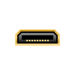 シンプルなイラスト_黒いMini HDMI Type-C オス_差込口（ポート）