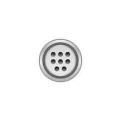 シンプルなイラスト_黒いRS-232Cケーブル 8ピン メス_差込口（ポート）