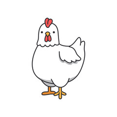 chicken doodle icon on white background for your web design