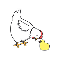 chicken and chick isolated on white background. vector illustration.