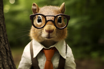 a squirrel, cute, adorable, a squirrel with glasses