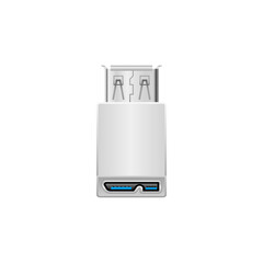 シンプルなイラスト_白い変換アダプタ_USB Type-A メスからMicro USB Type-B 3.0