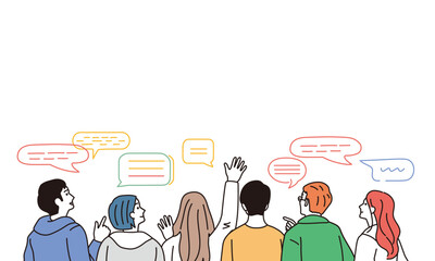 Naklejka premium シンプルなタッチの後ろ姿の男女のイラスト 