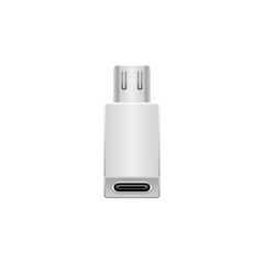 シンプルなイラスト_白い変換アダプタ_Micro USB Type-B 2.0からUSB Type-C