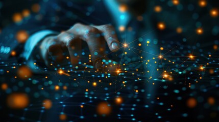 E-governance technology, Businessman touching digital global network of government data exchange. Digital transformation on every connection with e-governance. Future of e-governance.