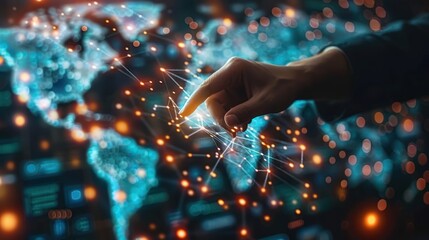 E-governance technology, Businessman touching digital global network of government data exchange. Digital transformation on every connection with e-governance. Future of e-governance.