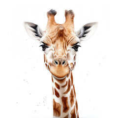 illustration of giraffe splashing watercolor - obrazy, fototapety, plakaty