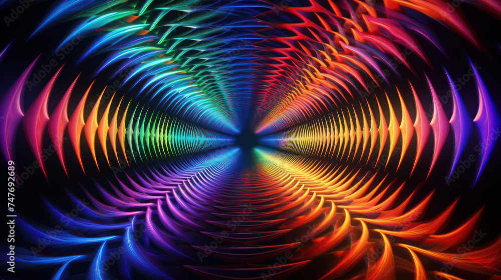 Poster glowing abstract pattern: a radiant fusion of futuristic energy and geometric elements, embracing da