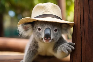 Schilderijen op glas a koala, cute, adorable, koala with glasses © Salawati