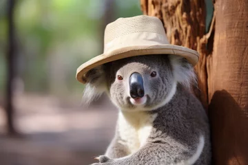 Gordijnen a koala, cute, adorable, koala with glasses © Salawati