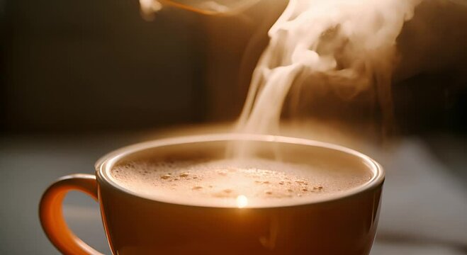 Steaming Hot Coffee: A Fresh Cup for an Energetic Breakfast