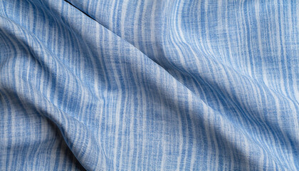 linen texture, natural fabric with folds in blue and white