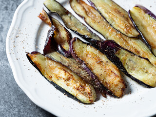 Grilled eggplant on a plate	