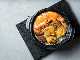 Abalone, shrimp and mushroom rice bowl	